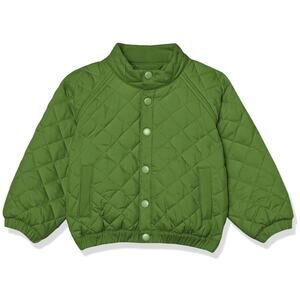 New Amazon Essentials Unisex Kids Lightweight Puffer Jacket Deep Green Size 8